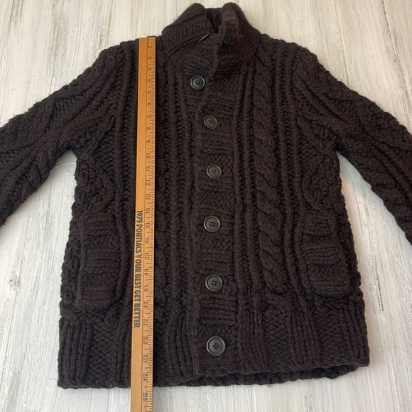 Ezra Fitch Vintage Heavy Hand Knit 100% Wool Mens Small Brown Sweater - Picture 5 of 13